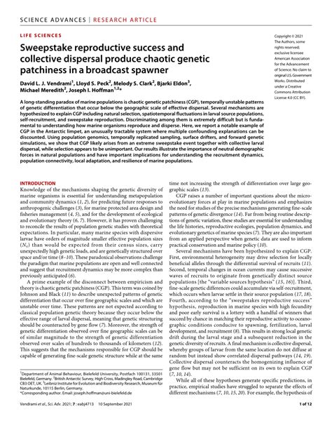 sweepstakes dispersal|Sweepstake reproductive success and collective dispersal .